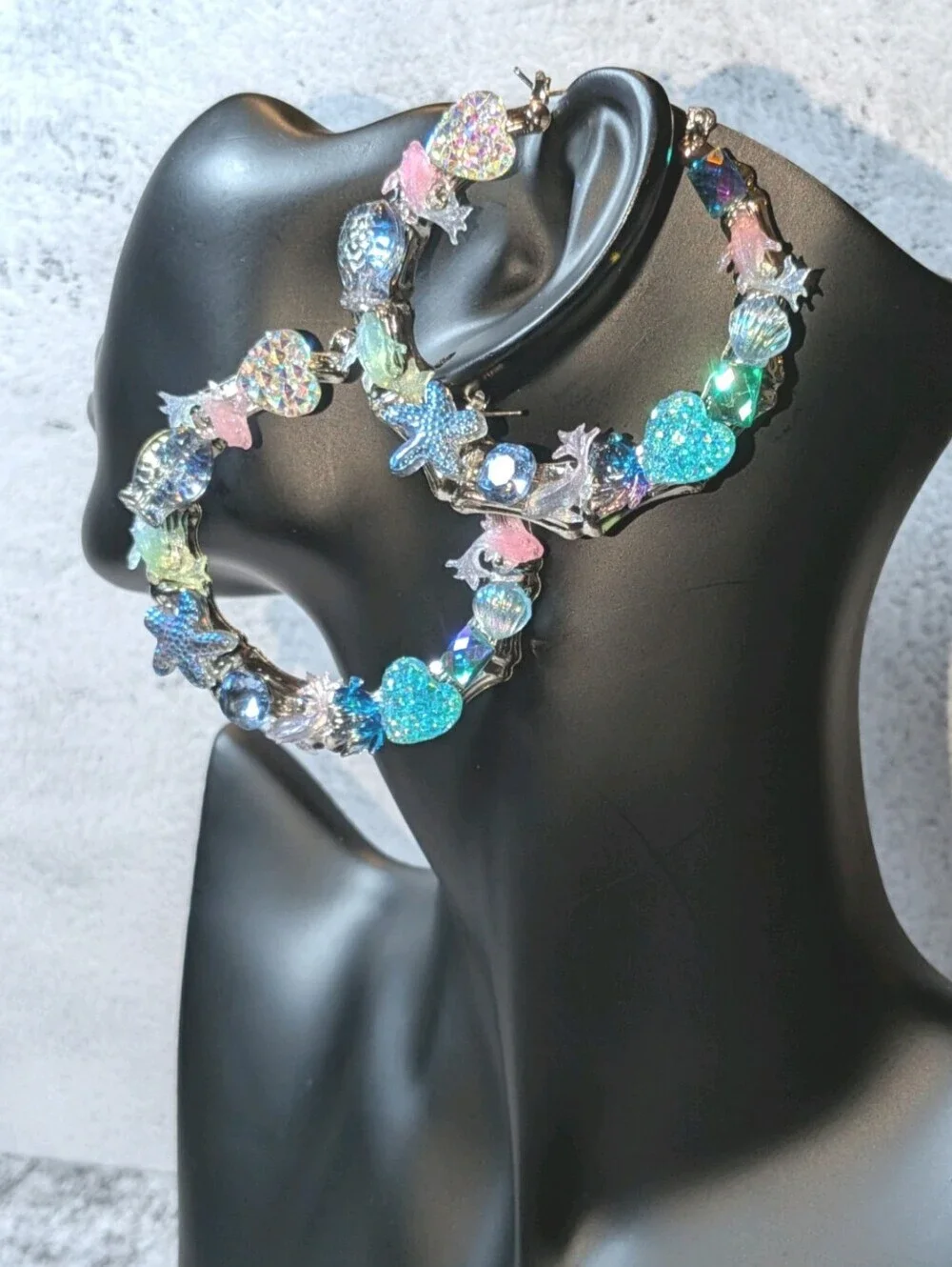 Sea Treasures-Hand Crafted Large Hoop Earrings